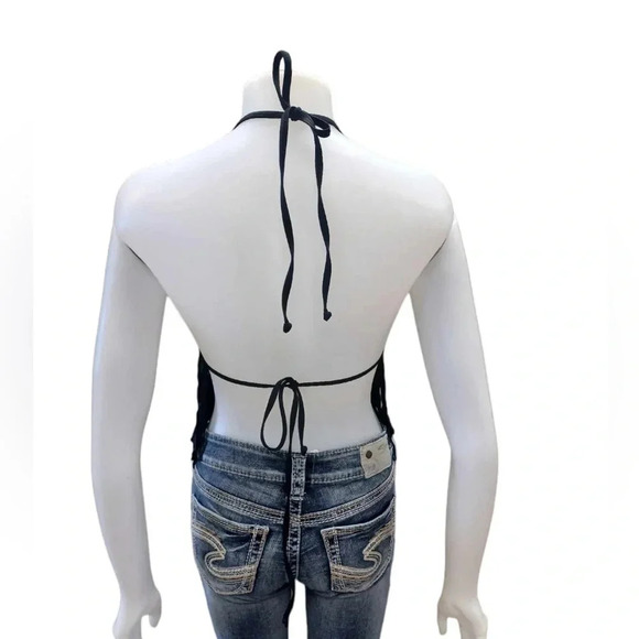 Apollo Swim  Black Fringe Bikini Top Size Medium - Picture 5 of 8